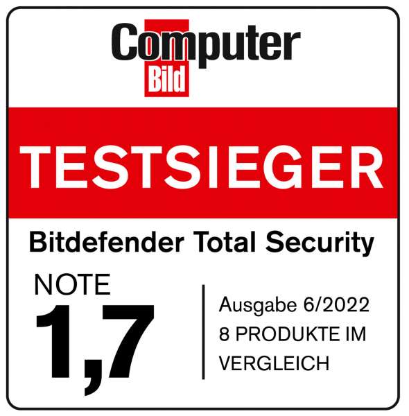 Computer Bild - Testsieger - 06/2022 Bitdefender Internet Security Testsieger