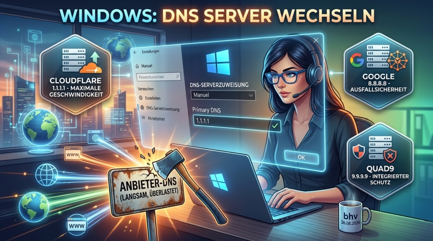 Windows: DNS Server wechseln